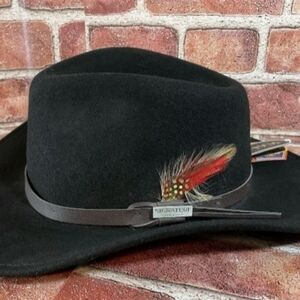 Scala Outback Hat Black 100% Wool Felt Crushable Water Repellent Large NEW